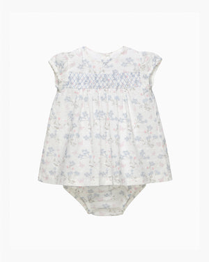 Baby My First Smocked Dress in Blue Plumetis