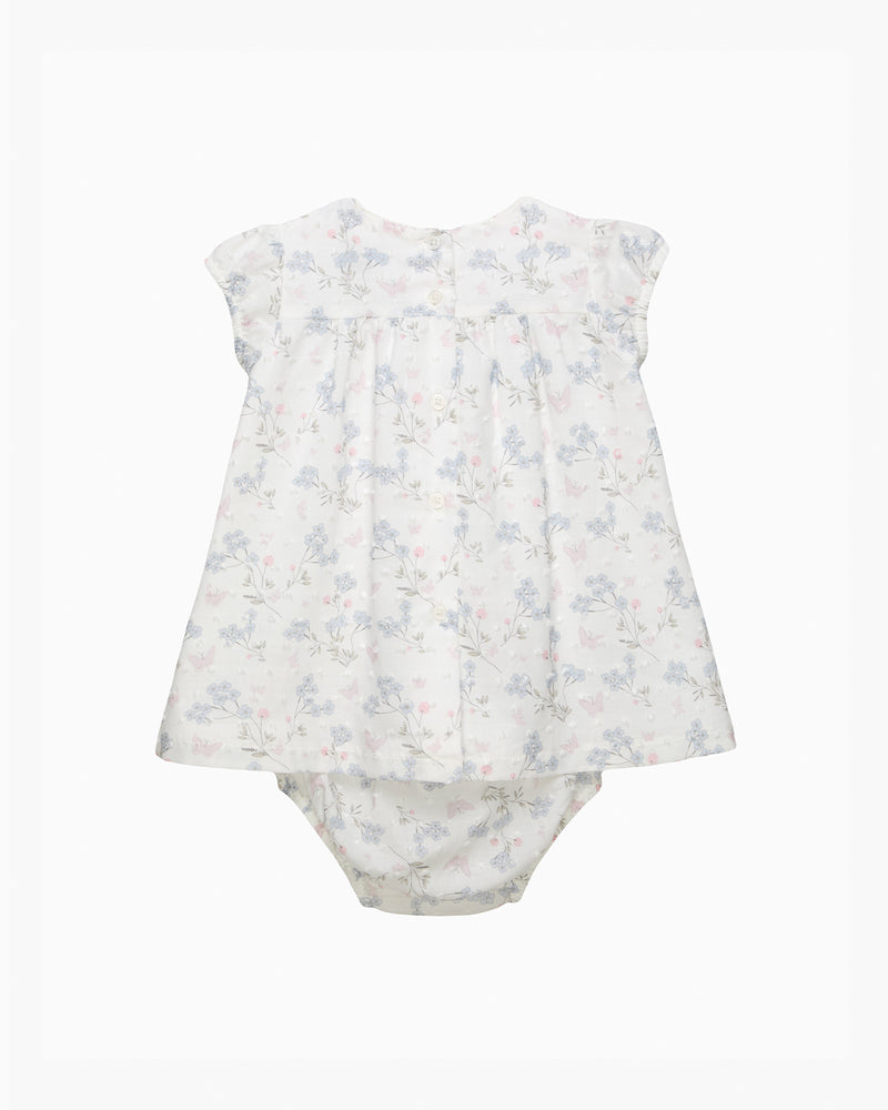 Baby My First Smocked Dress in Blue Plumetis