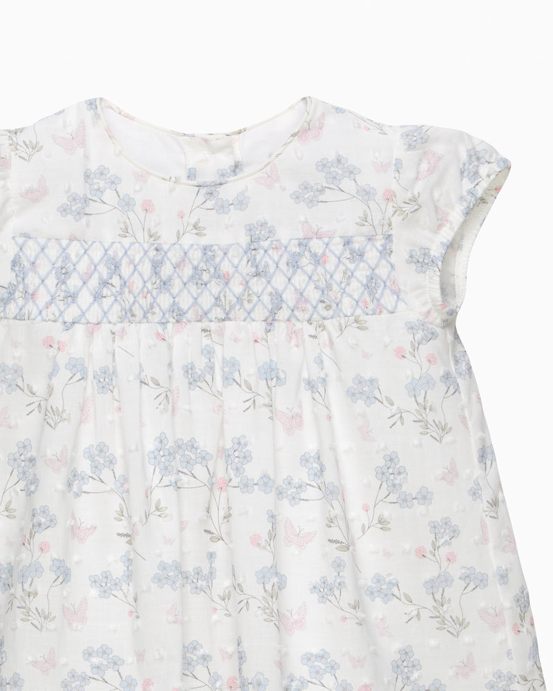 Baby My First Smocked Dress in Blue Plumetis