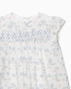 Baby My First Smocked Dress in Blue Plumetis
