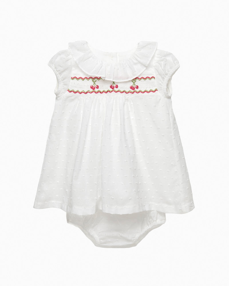 Lapinou Dress Baby My First Smocked Dress in Cherries