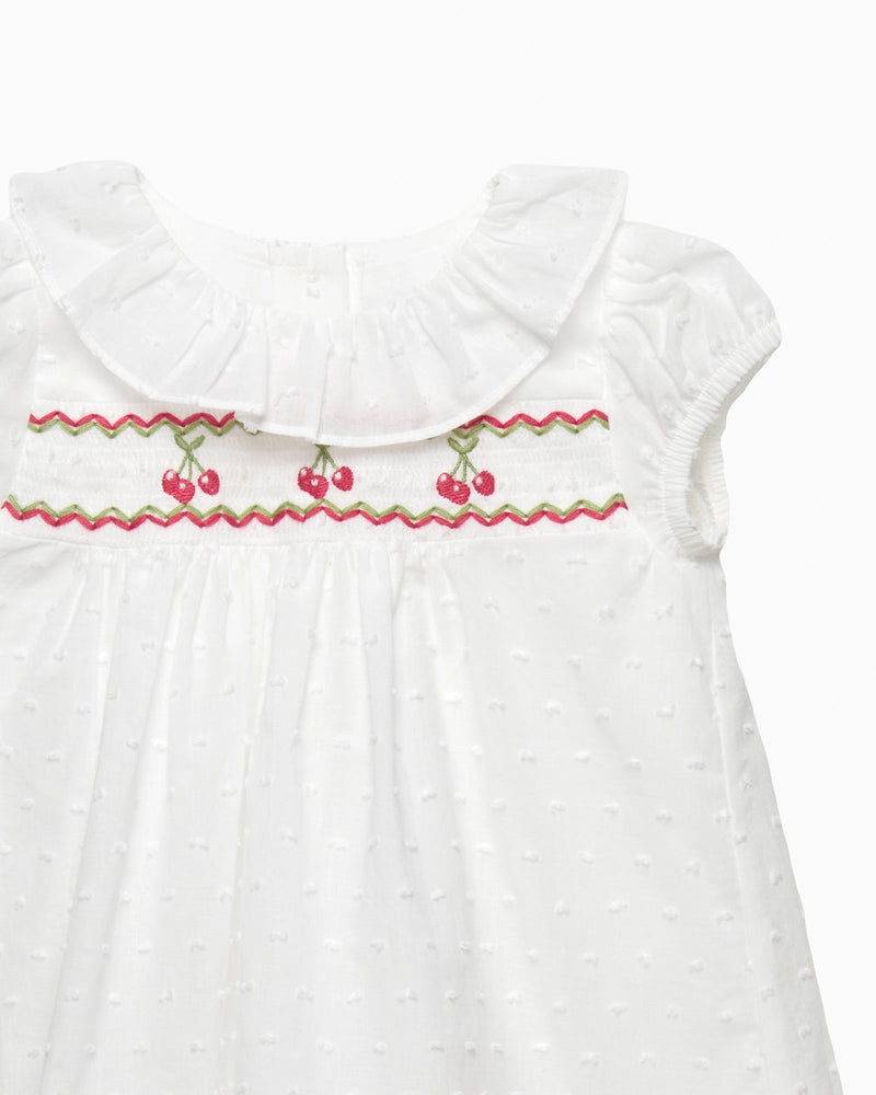 Lapinou Dress Baby My First Smocked Dress in Cherries