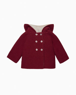 Lapinou Coat Baby Teddy Coat in Crimson