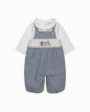 Lapinou Dungarees Baby Smocked Dungaree Set in Augustus & Friends