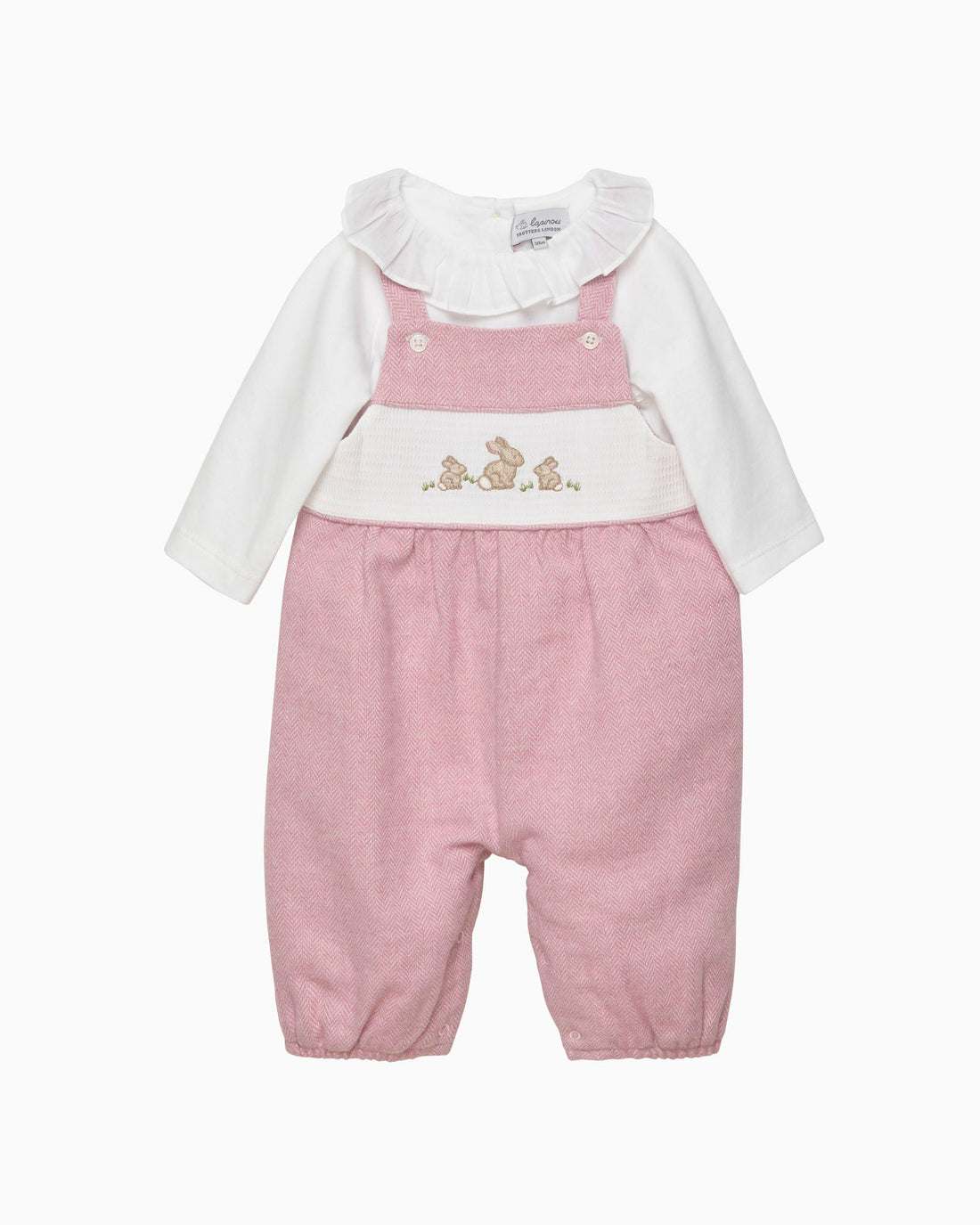 Lapinou Dungarees Baby Smocked Dungaree Set in Bunny