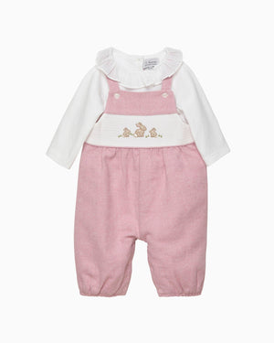 Lapinou Dungarees Baby Smocked Dungaree Set in Bunny