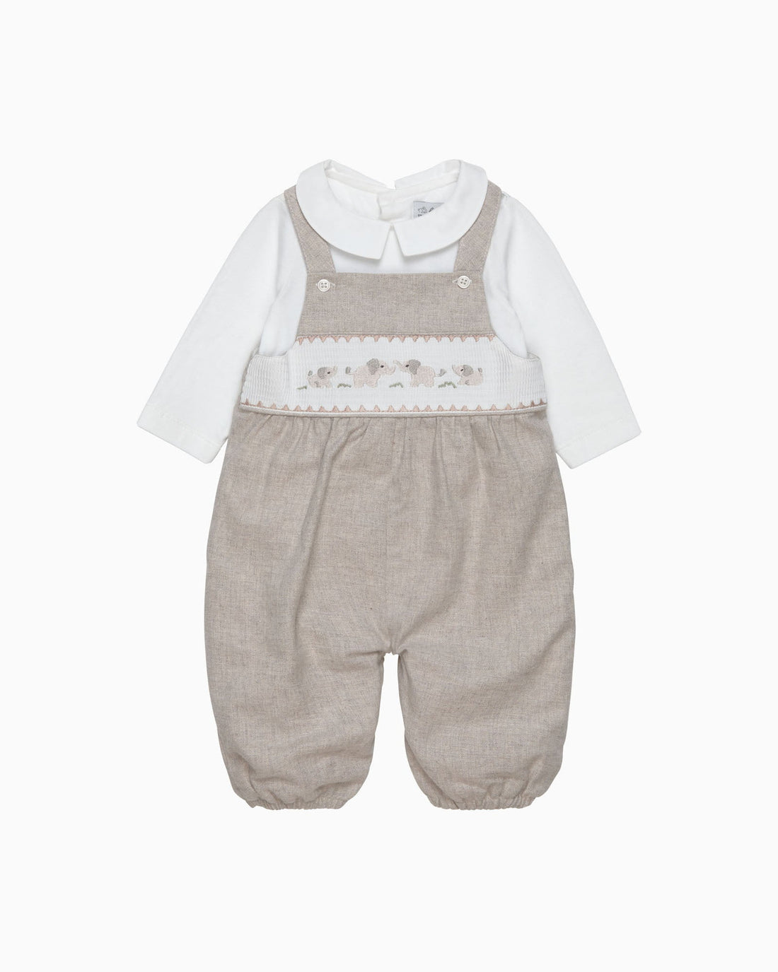 Lapinou Dungarees Baby Smocked Dungaree Set in Elephant
