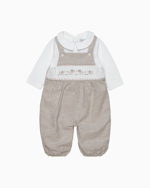 Lapinou Dungarees Baby Smocked Dungaree Set in Elephant