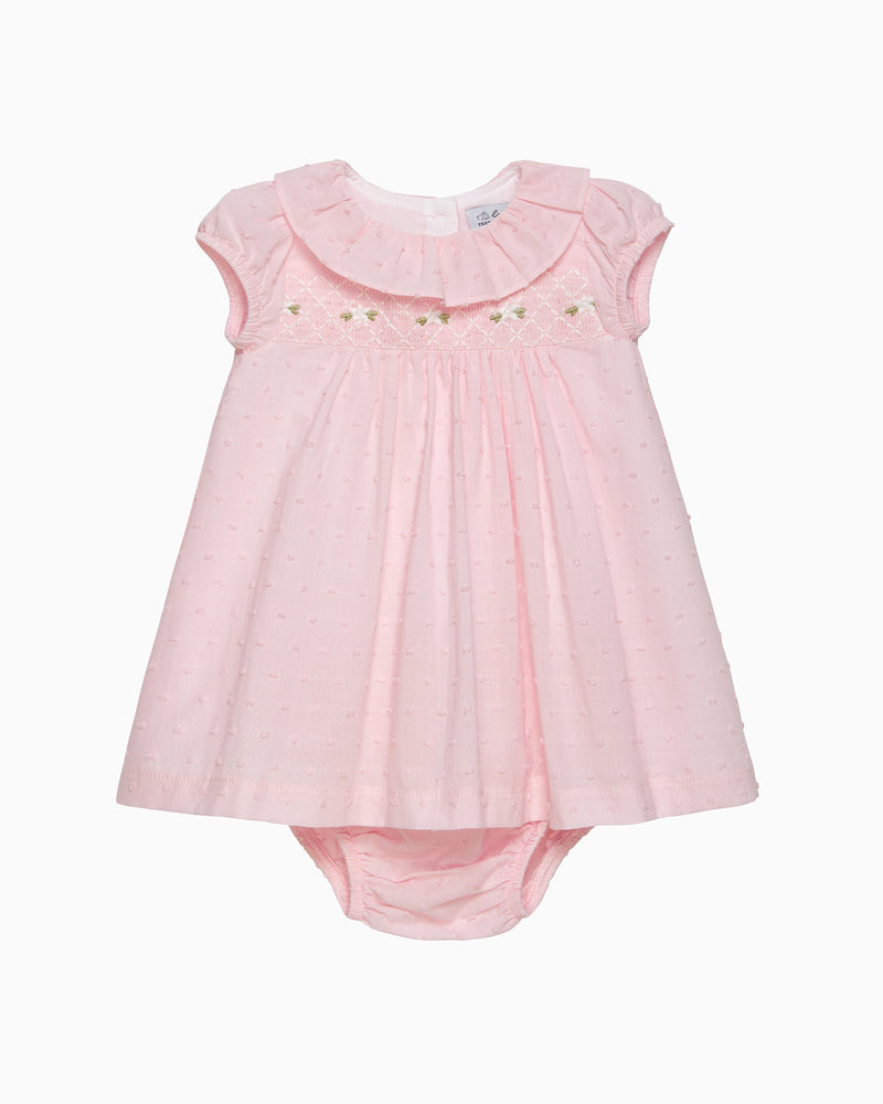 Baby My 1st Smocked Dress in Pale Pink Flowers