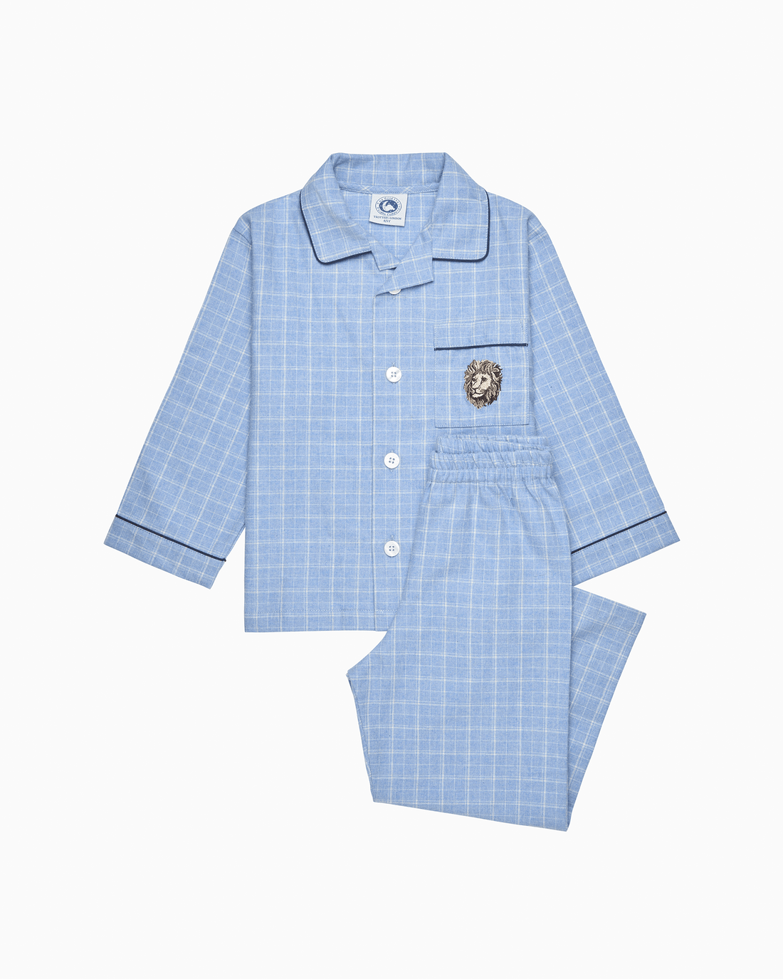 Original Pajama Company Pajamas Augustus Lion Pajamas in Blue Check