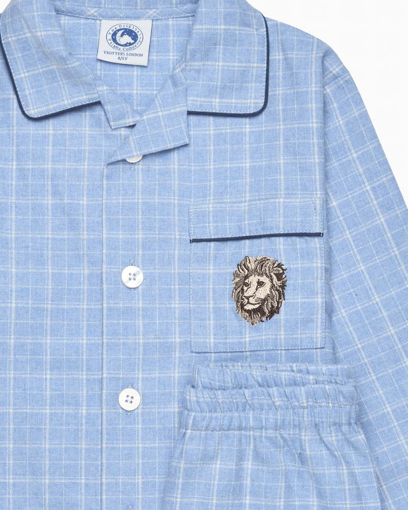 Original Pajama Company Pajamas Augustus Lion Pajamas in Blue Check