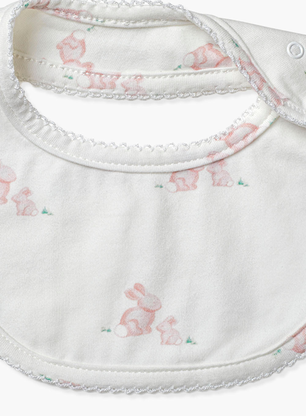 Baby Bib In Pale Pink Bunny