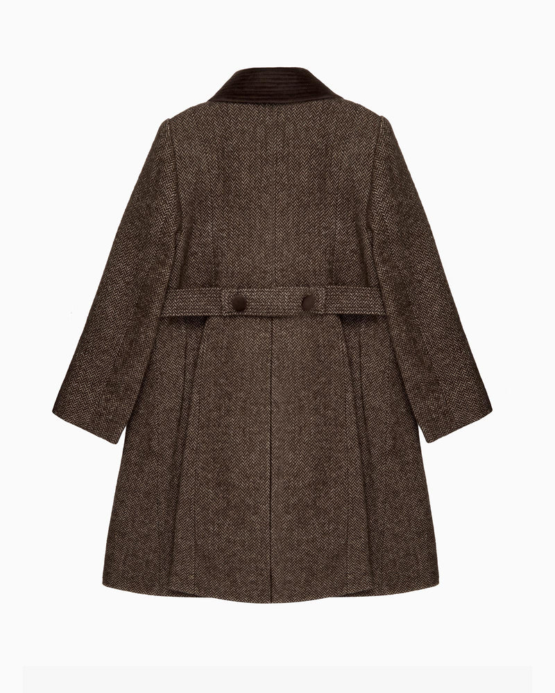 Classic Coat in Brown Herringbone
