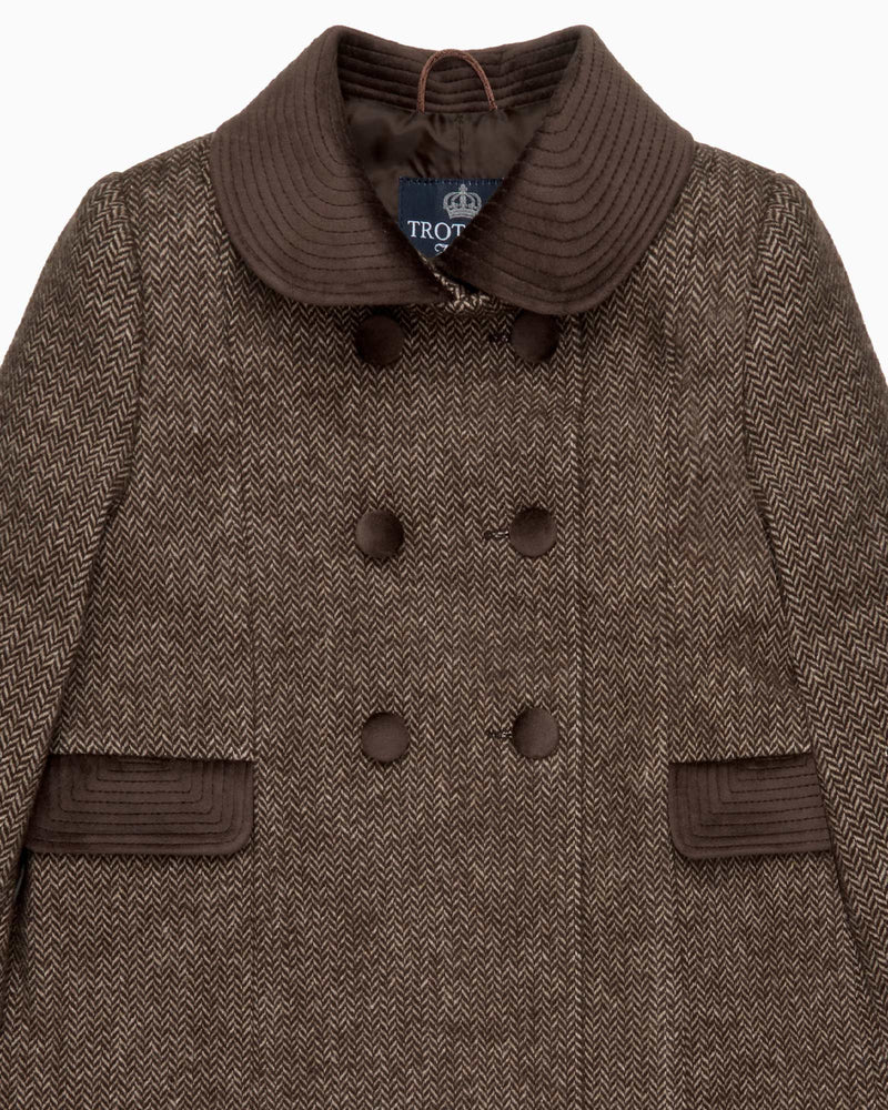 Classic Coat in Brown Herringbone
