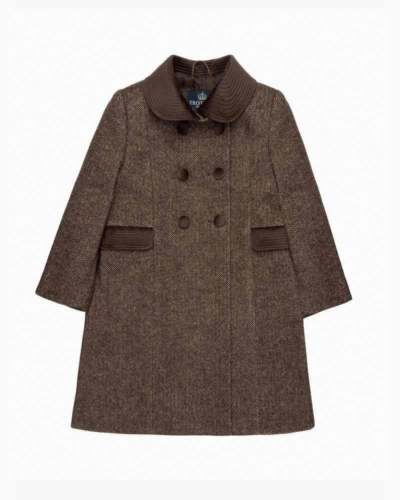 Classic Coat in Brown Herringbone