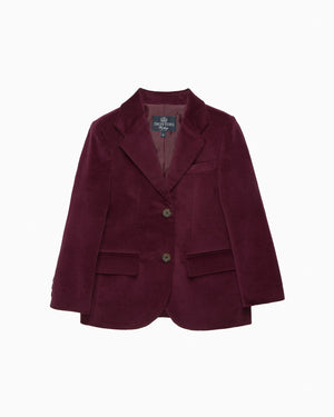 Trotters Heritage Blazer Hamish Velvet Blazer in Claret