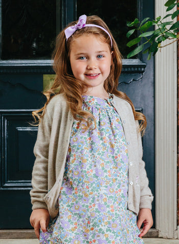 Emily Embroidered Cardigan in Oatmeal