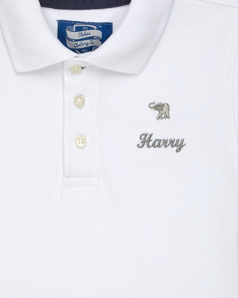 Harry Piqué Polo in White