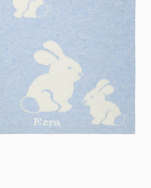 Knitted Bunny Blanket in Pale Blue