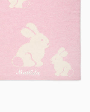 Knitted Bunny Blanket in Pale Pink