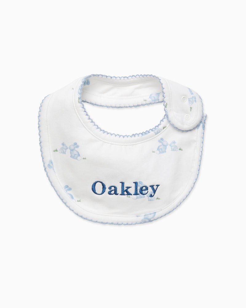 Baby Bib in Pale Blue Bunny