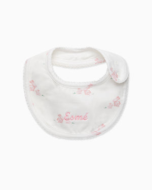 Baby Bib in Pale Pink Bunny