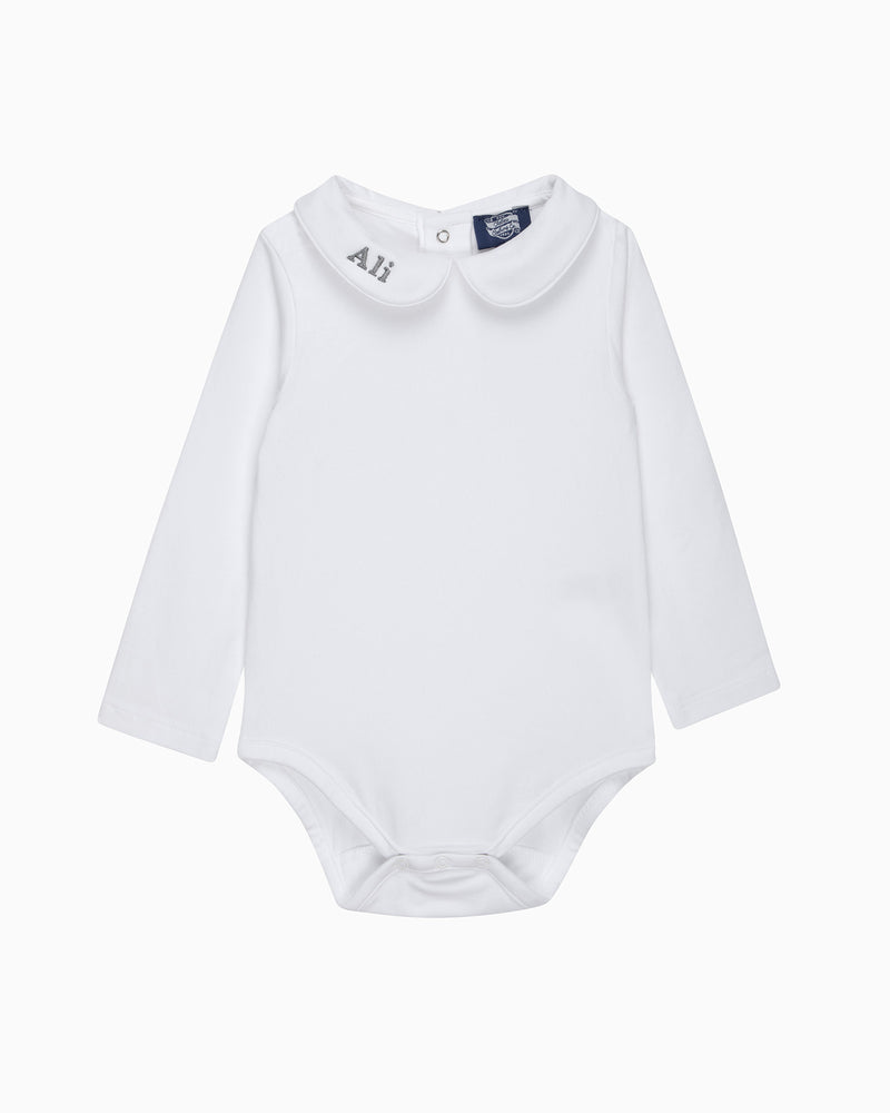 Baby Long-Sleeved Milo Bodysuit in White