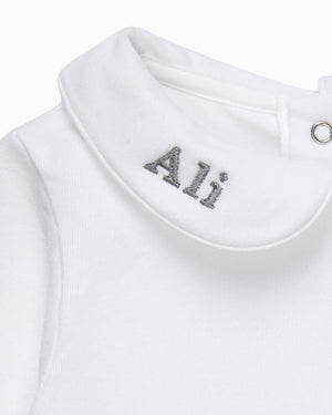 Baby Long-Sleeved Milo Bodysuit in White