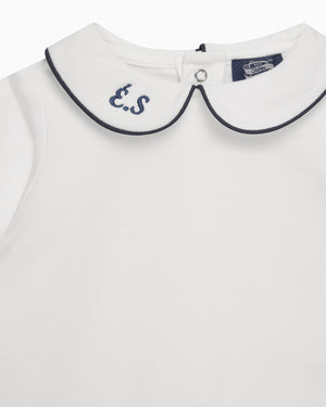 Thomas Brown Body Little Long Sleeved Milo Body in White/Navy