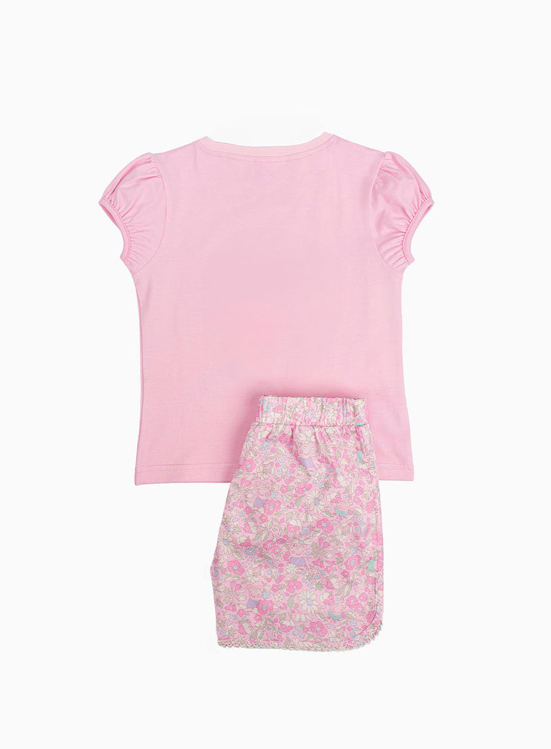Shorts Set in Pink Peppa Meadow