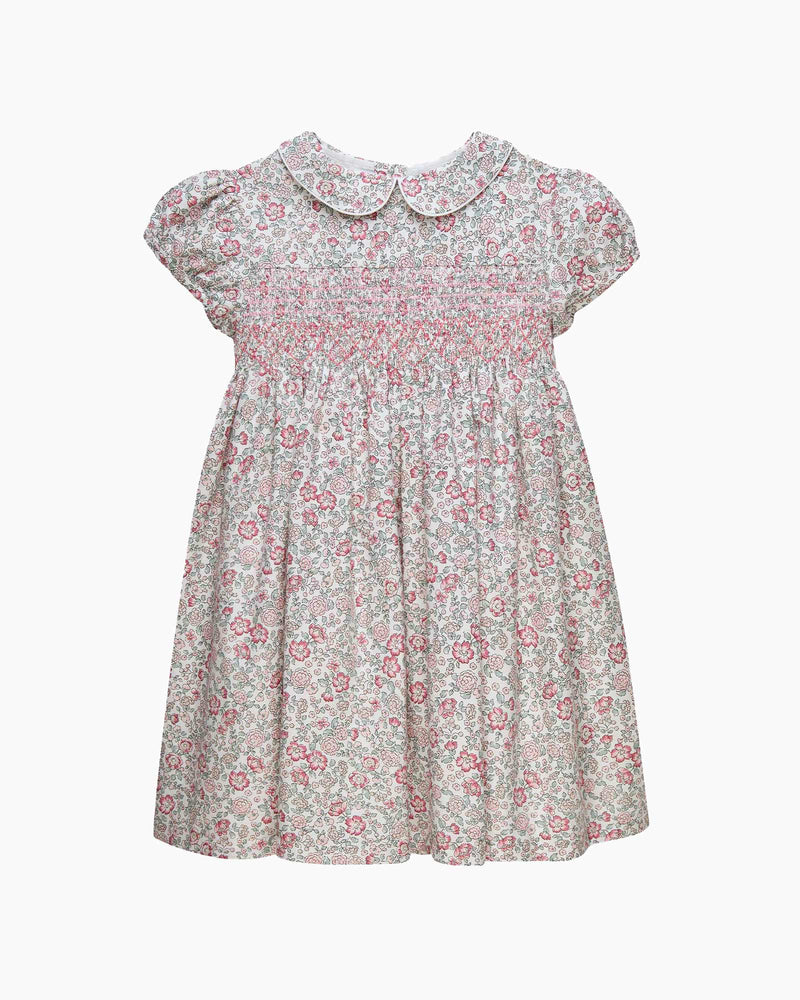 Arabella Floral Smocked Dress in Pink