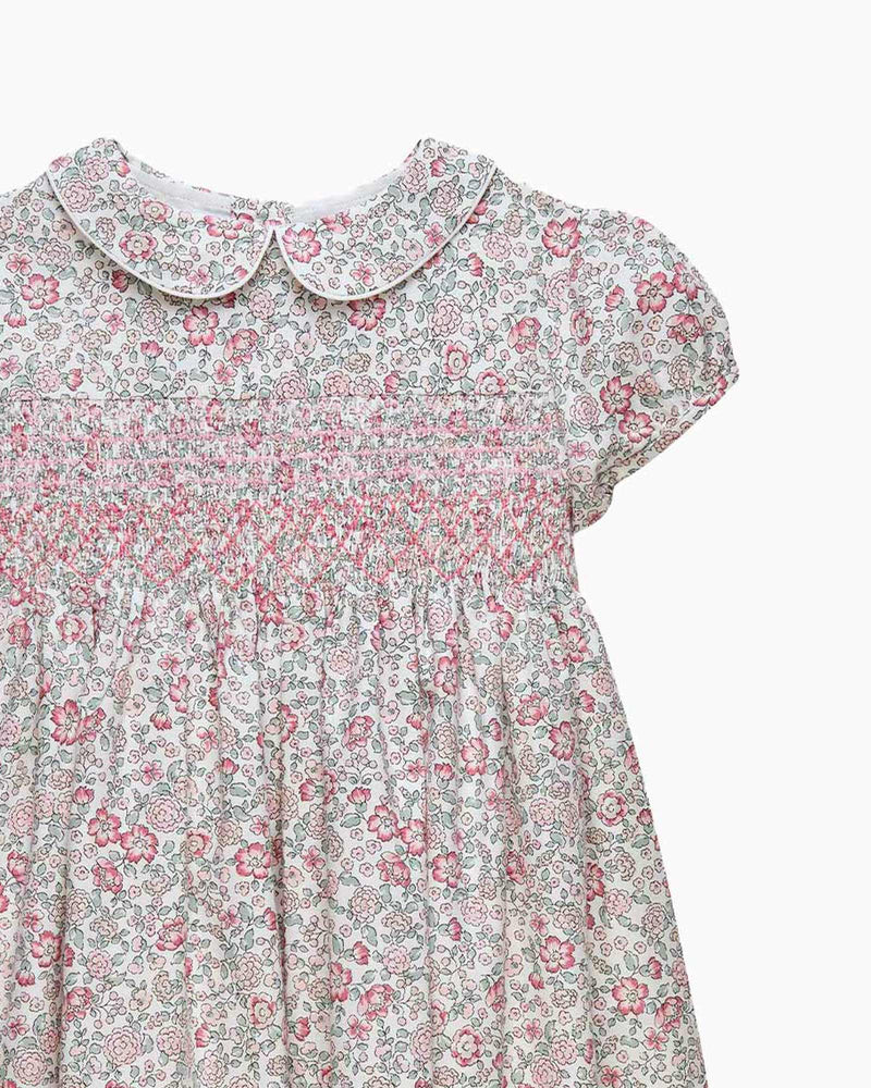 Arabella Floral Smocked Dress in Pink