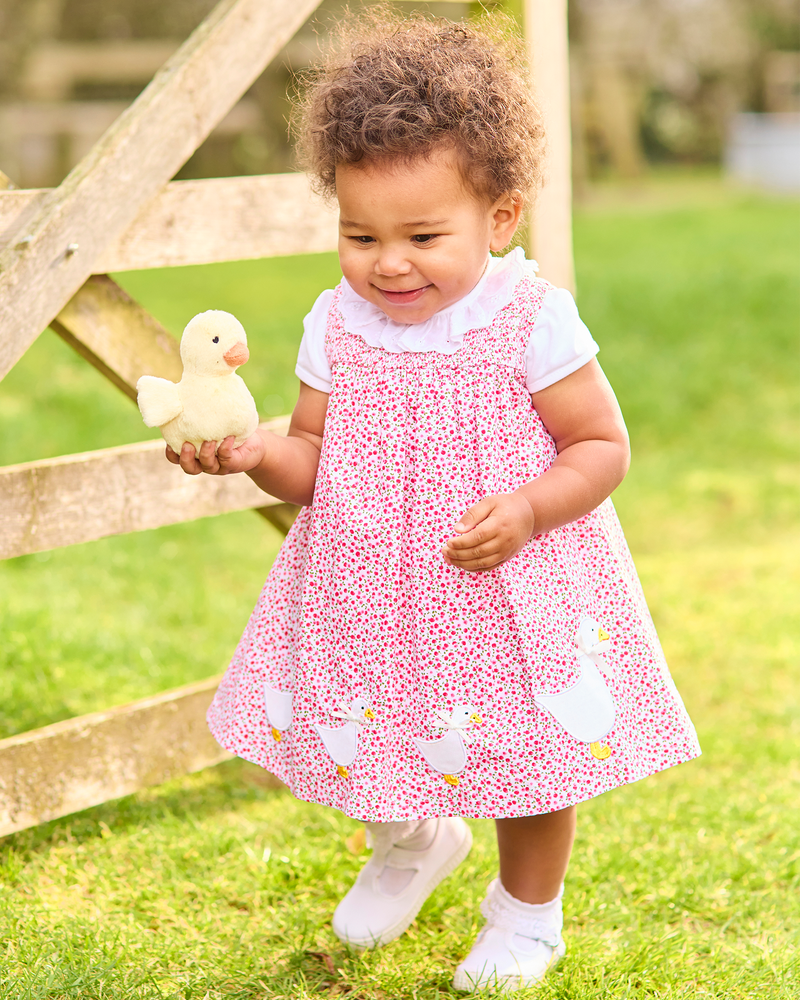 Baby Cherry Smocked Duck Dress
