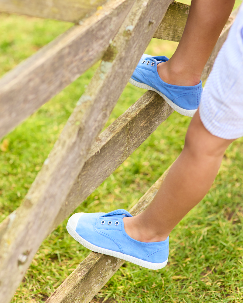 Hampton Canvas Plum Plimsolls in Ice Blue