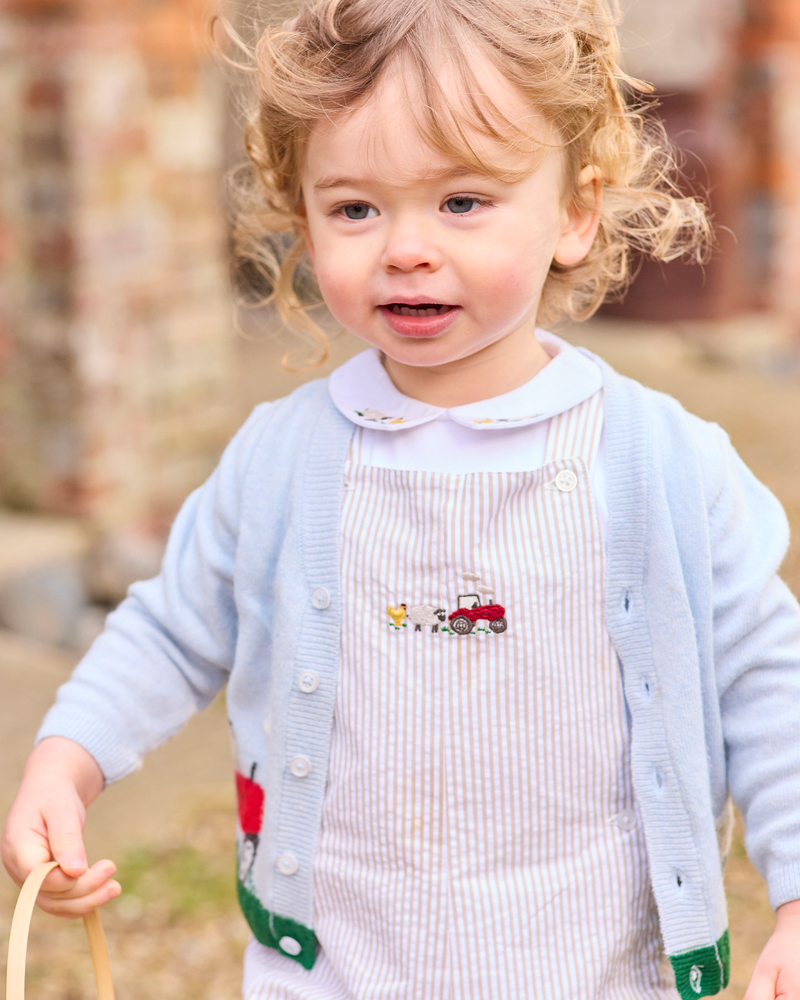 Baby Alexander Bib Shorts in Oatmeal Stripe