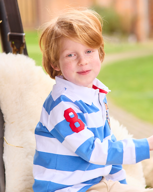 Nicholas Rugby Shirt in Denim Blue/White