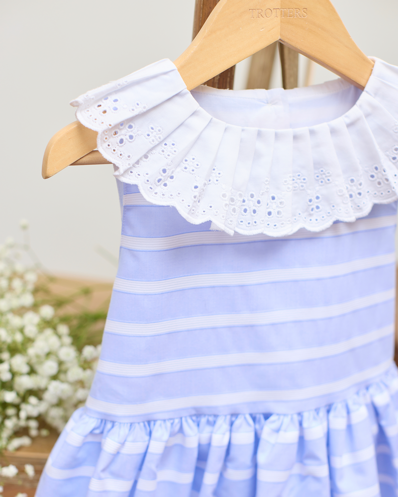 Stripe Broderie Collar Dress