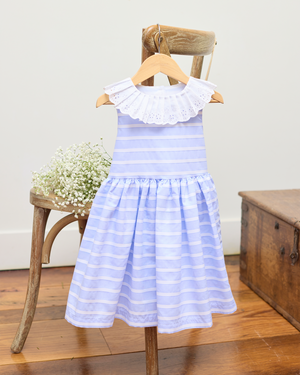 Stripe Broderie Collar Dress