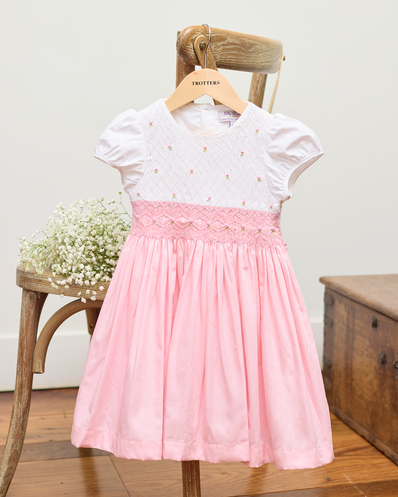 Rose Hand Smocked Dress in Pink