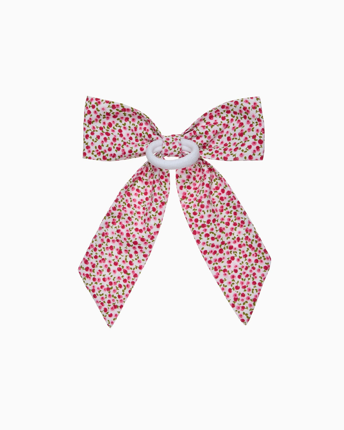 Lily Rose Scrunchie Extra Large Bow Hair Bow Pony in Red Cherry Floral