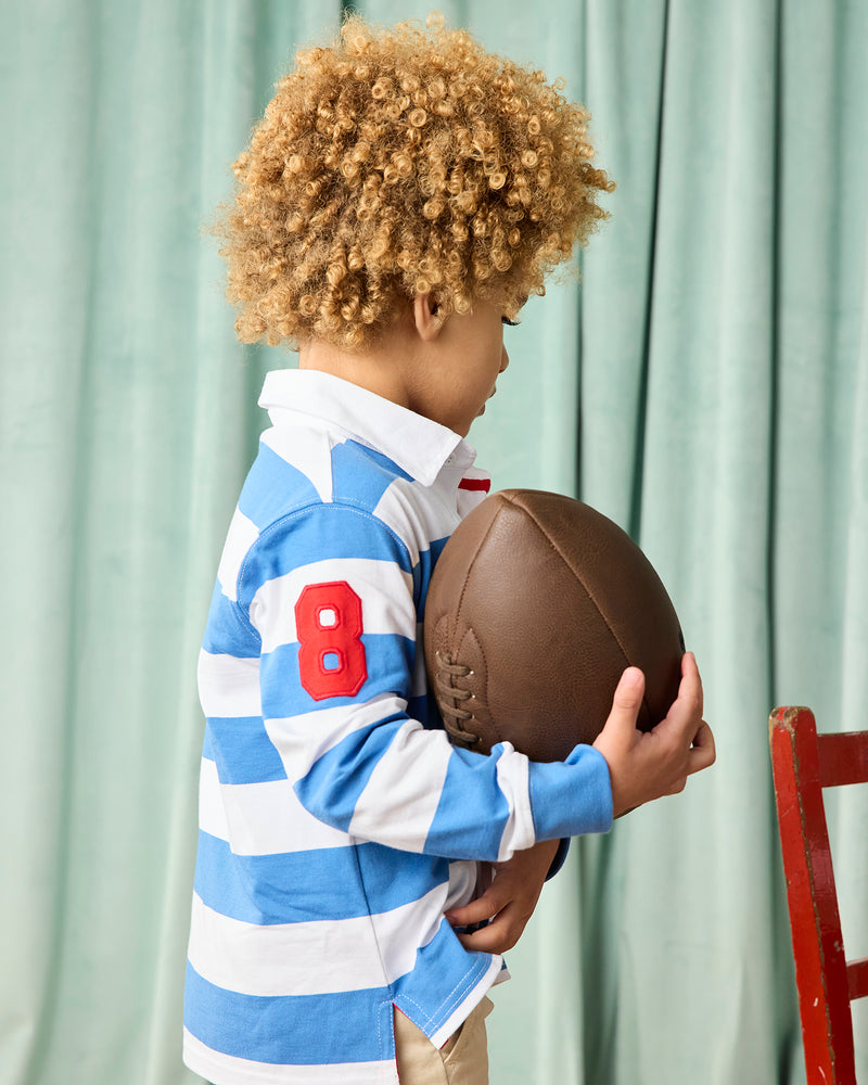Nicholas Rugby Shirt in Denim Blue/White