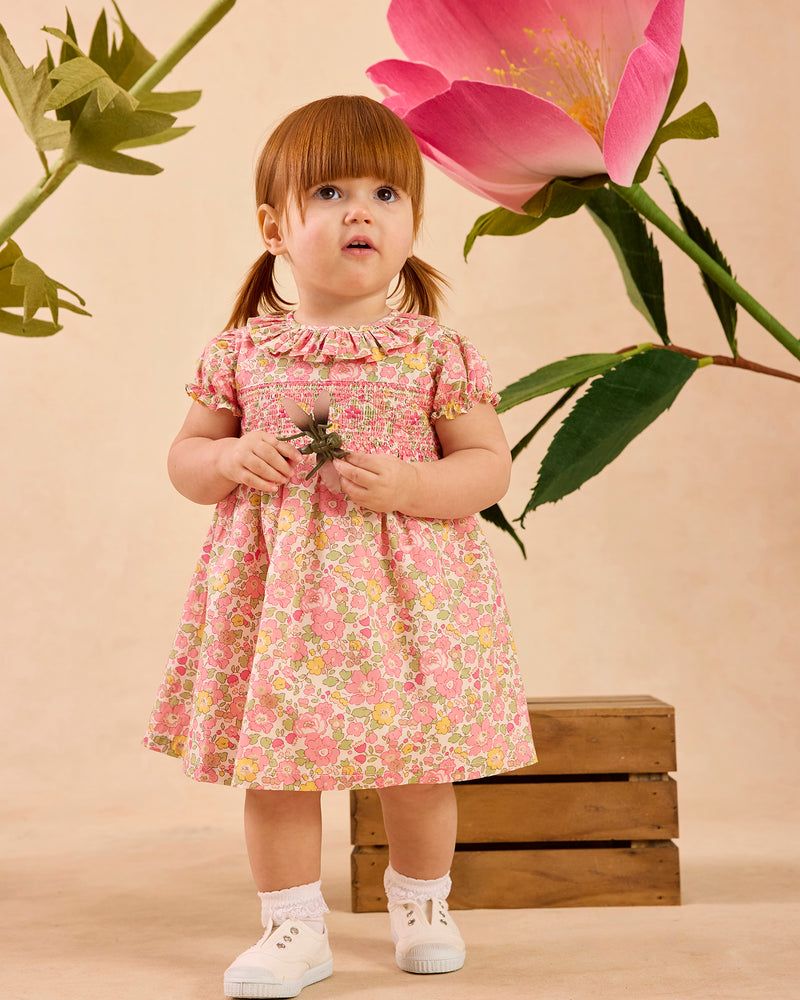 Baby Peach Sparkle Betsy Smocked Dress