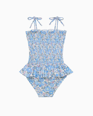 Hampton Swim Swimsuit Ruched Swimsuit in Blue Betsy
