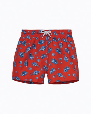 Boys Swimshorts in Red Fish