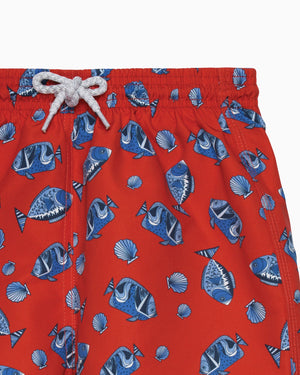 Boys Swimshorts in Red Fish