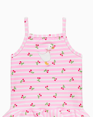 Hampton Swim Swimsuit Baby Cherry Stripe Duck Swimsuit in Pink