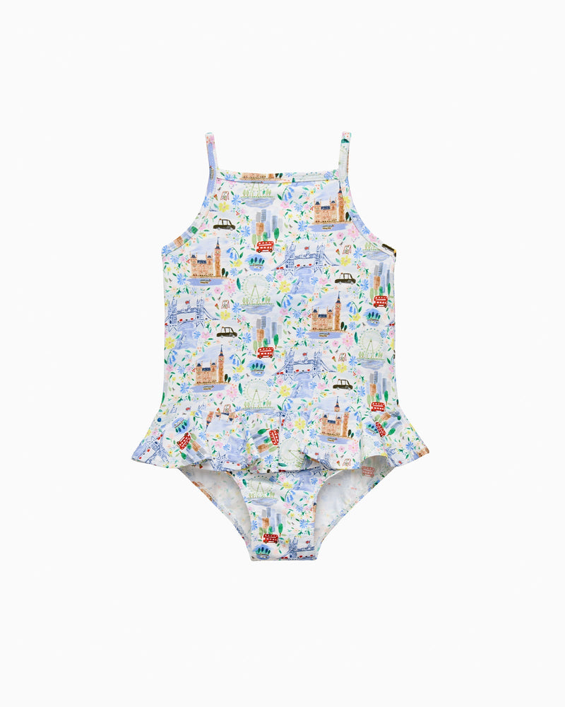 Hampton Swim Swimsuit Baby Peplum Swimsuit in London Scenes