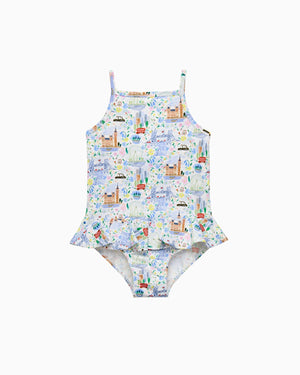 Hampton Swim Swimsuit Baby Peplum Swimsuit in London Scenes