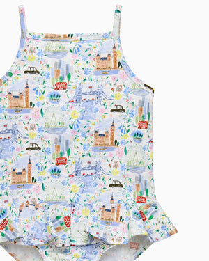 Hampton Swim Swimsuit Baby Peplum Swimsuit in London Scenes