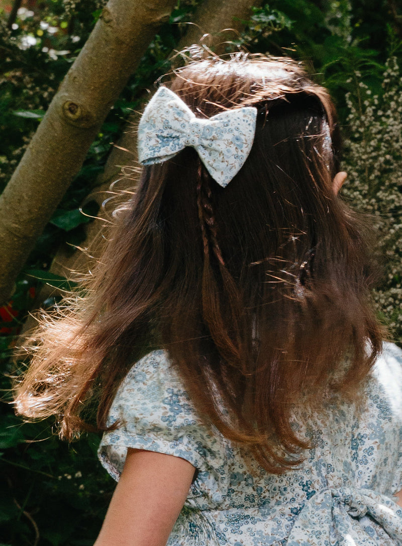 Bow Hair Clip in  Sea Blue Floral